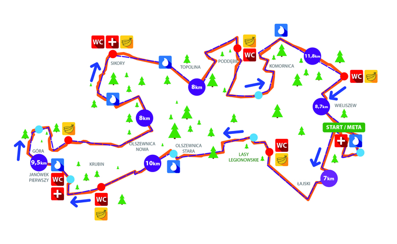 Trasa biegu w tym roku - 63 km podzielone na 8 odcinków.